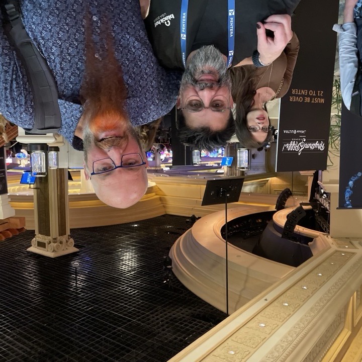 Selfie with a friend on a conference show floor in Las Vegas